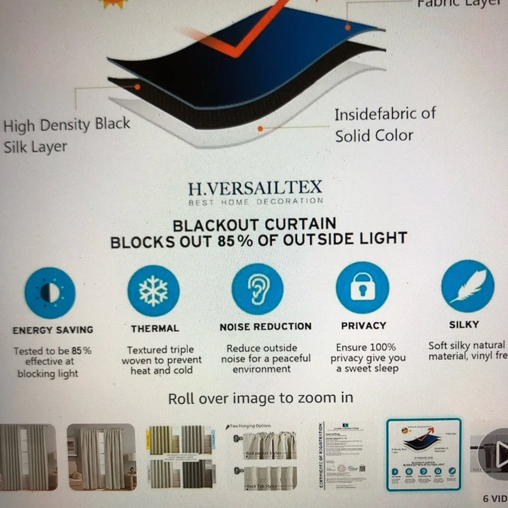 H. Versailles Blackout Drapes NWT - 2 panels - each 42” x  54